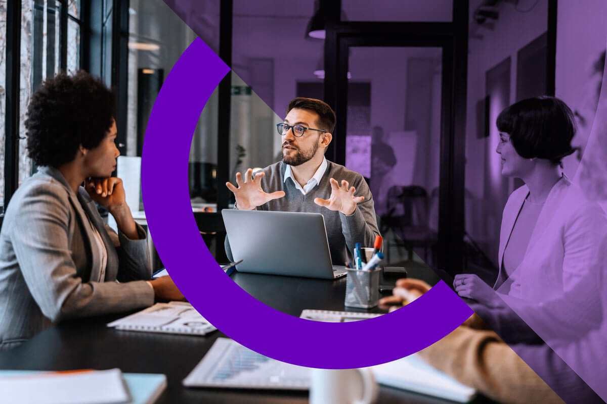 A team having a meeting around a table.